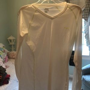 Long sleeve white stretchy Reebok shirt